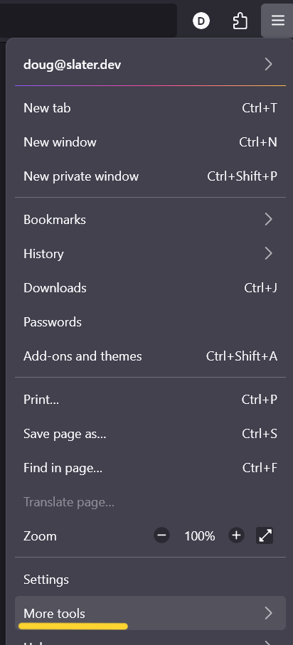 Firefox More tools