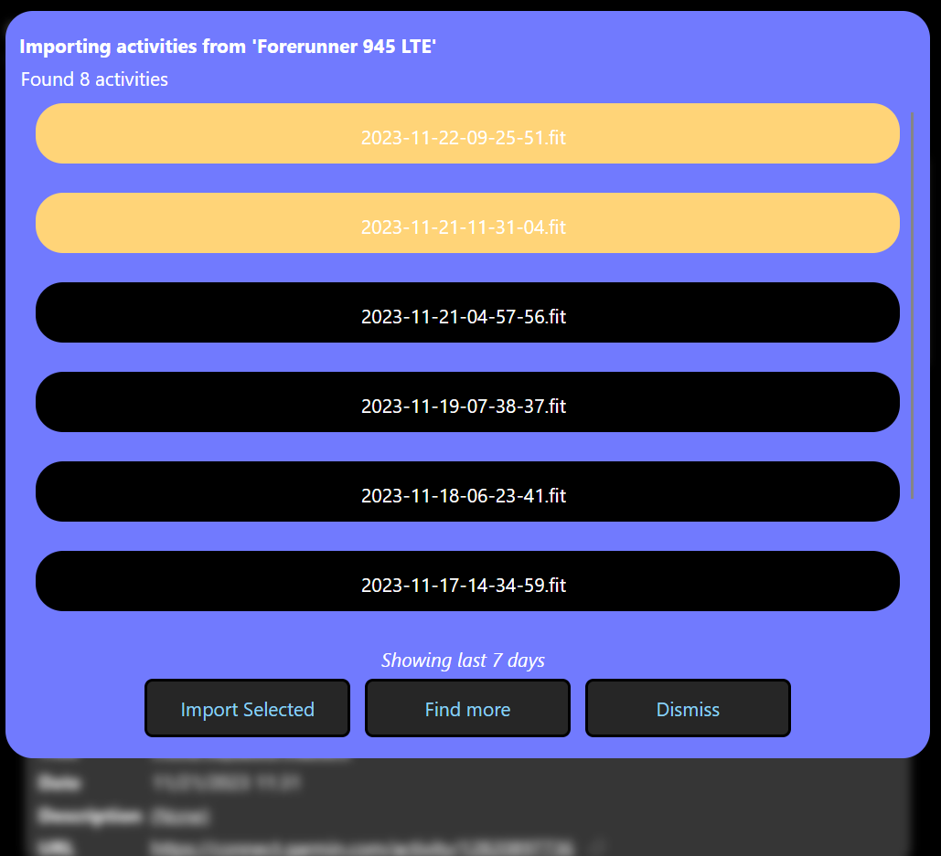 Importing activities