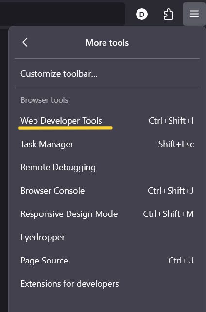 Firefox More tools